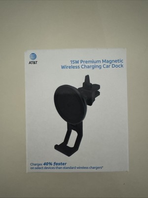 AT&T 15W Premium Magnetic Wireless Charging Car Dock Black