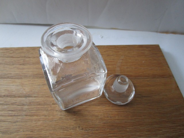 Antique Victorian Glass Bottle W/ Lid From Dresser Vanity Box Antique Victorian Glass Bottle W/ Lid From Dresser Vanity Box