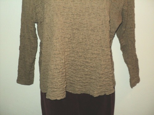 Nomadic Traders Top Size M Light Brown, Crinkled, 3/4 Sleeves, Stretchy - Picture 3 of 7