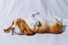 Scultura artigianale in ceramica da studio Bassett Hound cane cane cane 13"