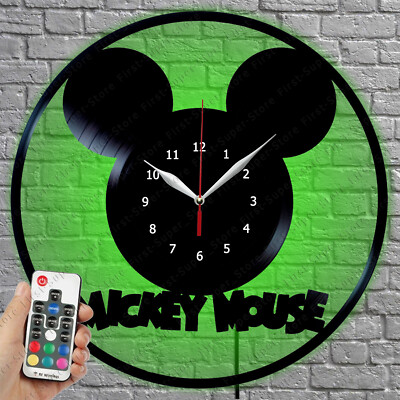 LED Clock Mickey Mouse Vinyl Record Wall Clock Led Light Wall Clock 170