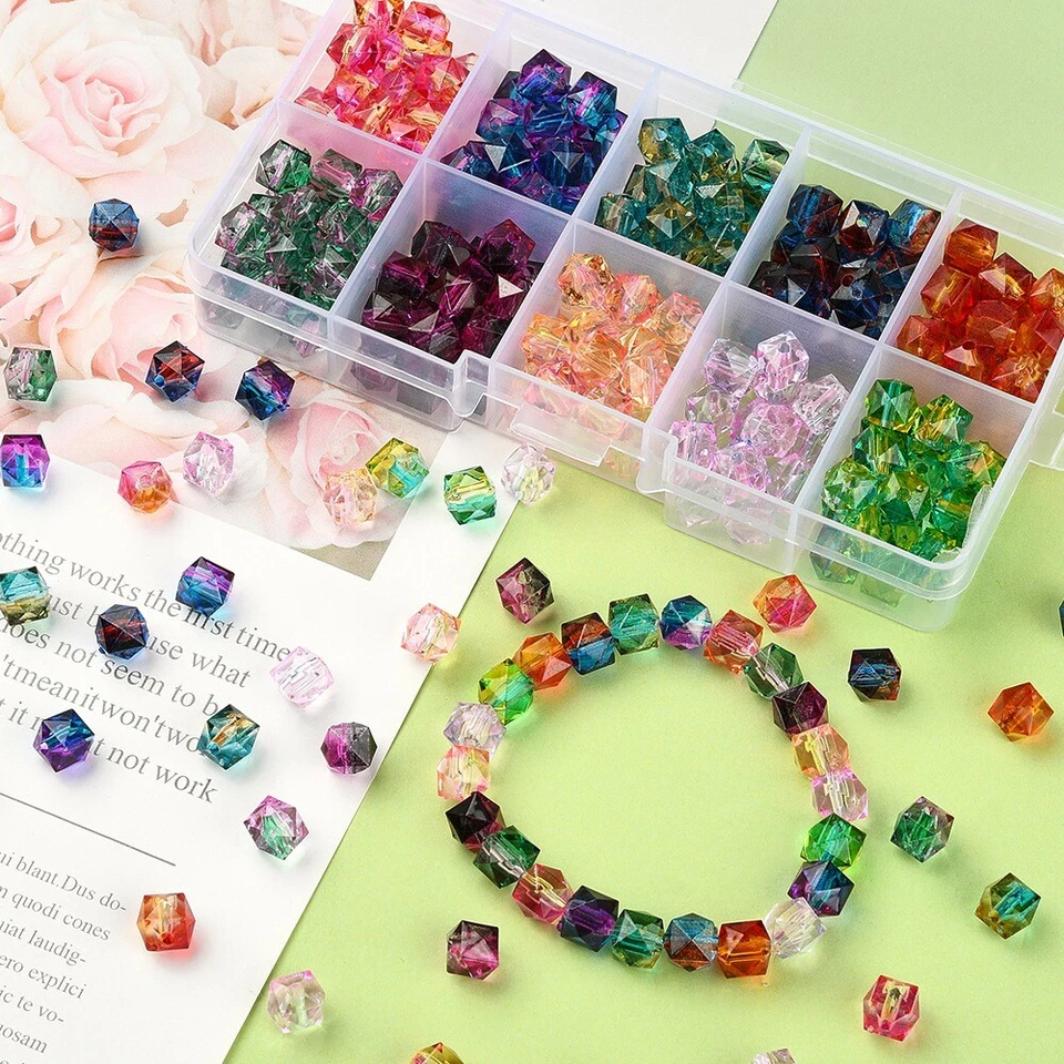 250x Transparent Spray Painted Acrylic Loose Beads for Bracelet Jewelry Making - Image 4 of 4