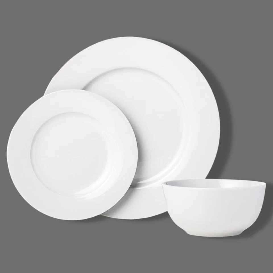18 Piece White Dinnerware Set with Plates Bowls Service for 6 - Image 2 of 4