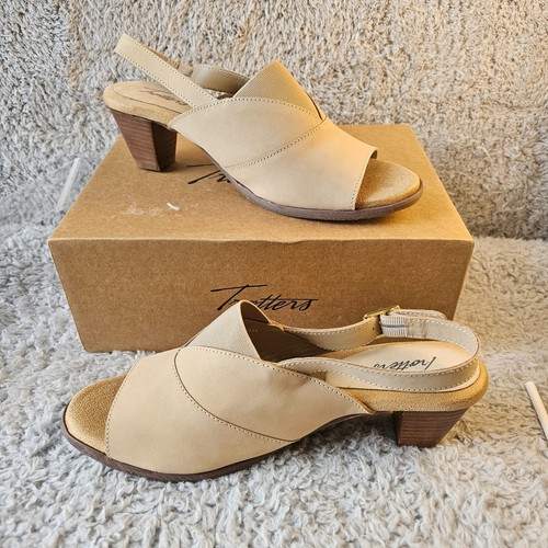 NEU Trotters Mavis Damenschuhe creme-elfenbeinfarbene Fersenriemen-Sandalen 9 WW extrabreit