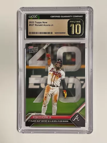 2023 Topps Now Ronald Acuna Jr CGC PRISTINE 10 Gold Label #927 40/70 NL MVP
