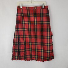 JAMES PRINGLE WEAVERS Womens Skirt 30" Waist RED Plaid Pleated Academia HOLE