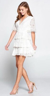 French Connection Arta Tiered Lace Dress New With Tags RRP 160.00 | eBay UK