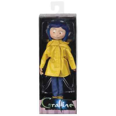 NECA Coraline Bendy Fashion Doll in Raincoat 7'' Doll Figure Official Neil Gaiman
