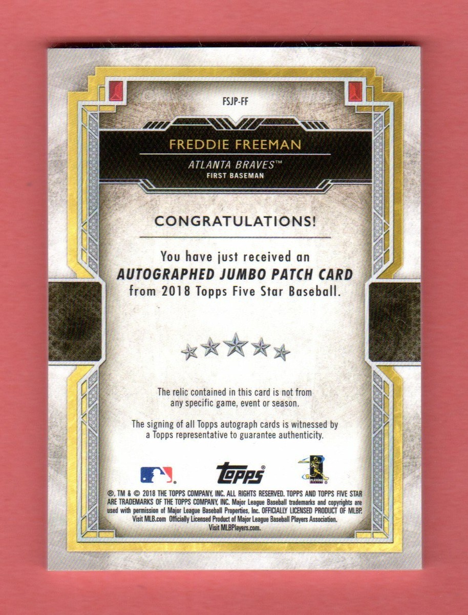 FREDDIE FREEMAN 2018 TOPPS FIVE STAR JUMBO PATCH AUTOGRAPH AUTO SP 