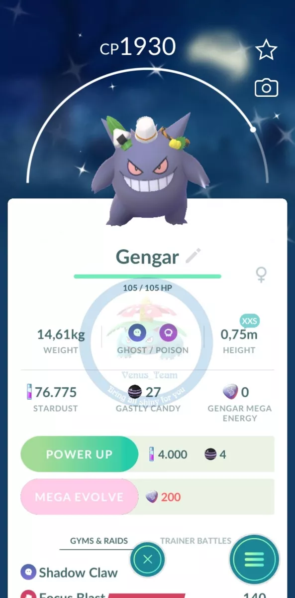 Pokémon Go ✨Shiny Gengar Trick Or Treat Halloween 2023 XXS & XXL ✨Mini PTC✨