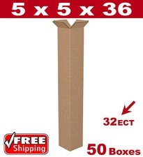 50 - 5x5x36 Cardboard Mailing Packing Shipping Tall Box 32 ECT Corrugated Carton