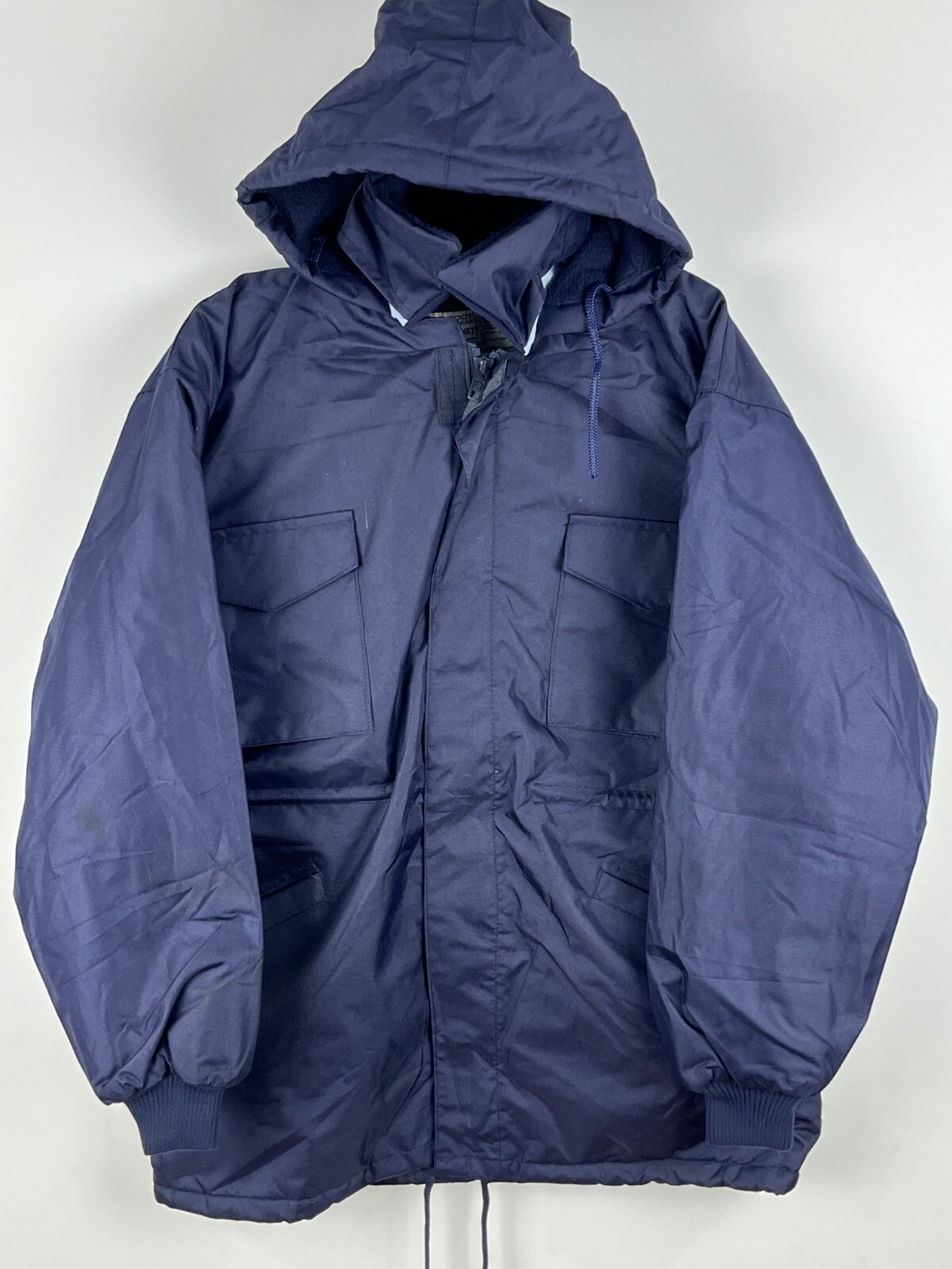 Benedict Safety Wear Blue Hooded Parka Jacket Size M with Zip Pockets