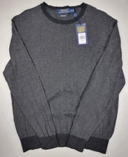NWT Polo Ralph Lauren Lightweight Sweater Mens Small Gray Crew Neck Pima Cotton