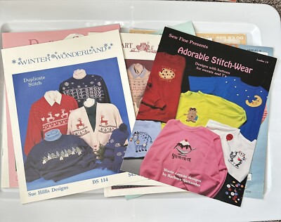 Vintage 80s & 90s Cross Stitch Leaflets Books Clothing Designs Patterns 9 Books