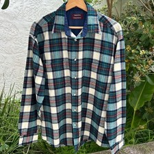 Vintage 90s Savile Row Traditions Plaid Flannel Shirt Men  s M Acrylic
