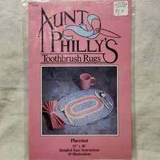 Aunt Philly's Toothbrush Rugs 12x18" Placemat Beginners Crochet Knitting Pattern