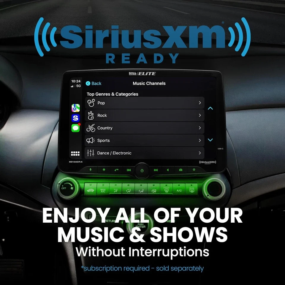 BOSS Audio BE10ACP.X Estéreo para Coche Apple CarPlay Android Automático 10.1" SiriusXM 1 Din Foto 4 de 4