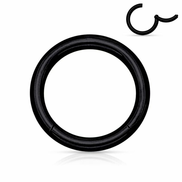 Piercing anneau segment clipsable acier chirurgical noir