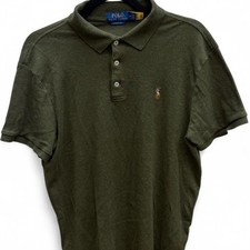 Polo Ralph Lauren Custom Slim Fit Polo Shirt Mens Medium Heather Olive Green