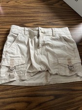 American Eagle Women's Khaki Cargo Mini Skirt 90s Hiking Utility Gorp Size 2
