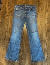 Seven 7 For All Mankind Womens Jeans Size 28 A Pocket Flare Stretch USA Made