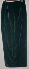 Vintage 90s Dark Forest Green Velour Velvet Maxi Skirt USA Made Woman 10 Formal