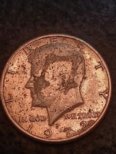 1972-D 50C Kennedy Half Dollar , ERROR , Something CAUGHT IN DIE? Ungraded