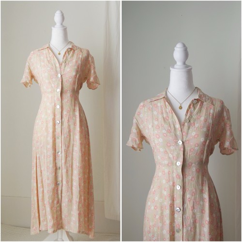 Vintage 90s Y2K American Eagle Floral Retro Cottagecore Long Spring Dress Sz 4
