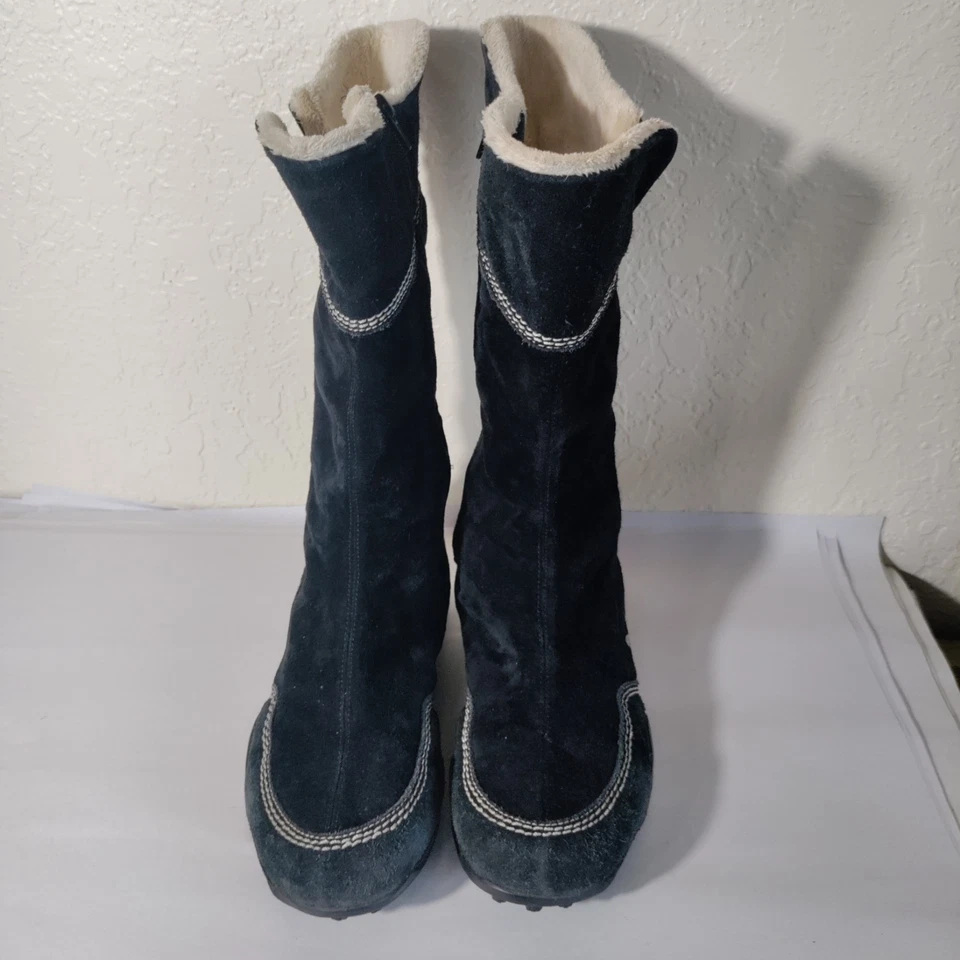 Botas de torsión Adidas vintage para mujer cremallera completa negras gamuza piel sintética forradas talla 9,5 Foto 3 de 4