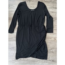 LemonTART Dress Womens Plus 1X Black Bodycon Long Sleeve Ruched Sides New