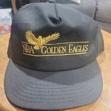 Vtg NRA Golden Eagles Snapback Trucker Hat Cap Black Gold Embroidered USA Made