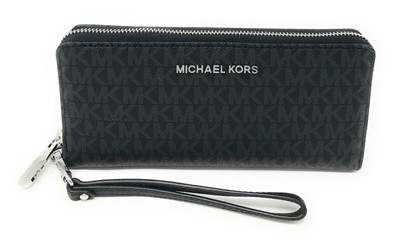 #ad Michael Kors Jet Set Travel Large Travel Continental Wristlet Wallet Black MK $56.94