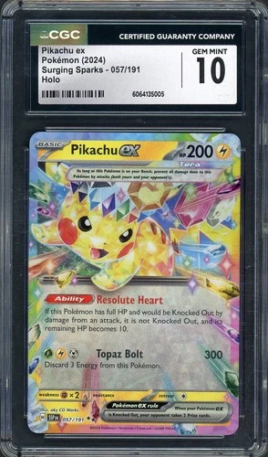CGC 10 Pikachu ex Surging Sparks 057/191 Holo Pokemon Card B20