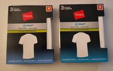 Hanes Men's 6 Pack Crew Neck White T Shirts / X-temp Wicking  Odor Control