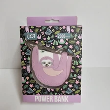 iJoy Purple White Sloth Icon Animal Power Bank Battery for Phone Life 2000mAH