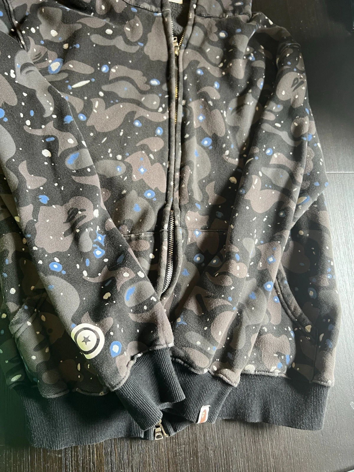 A Bathing Ape Bape Shark Camo Jacket Black Size SML Full zip Nice!! - product detail image 2