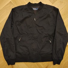 VINTAGE Polo Ralph Lauren Jacket XL Black Full Zip City Bomber Pony Sport