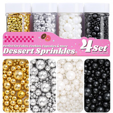 Pearl Sprinkles for Cake Decorating, 11.3 Oz Edible Pearls Sugar 4 Colors Gift B