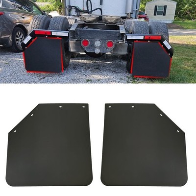 2 Pack 24x24'' Black Polymer Mud Flaps for Semi Trucks & Trailers - Angled Fit