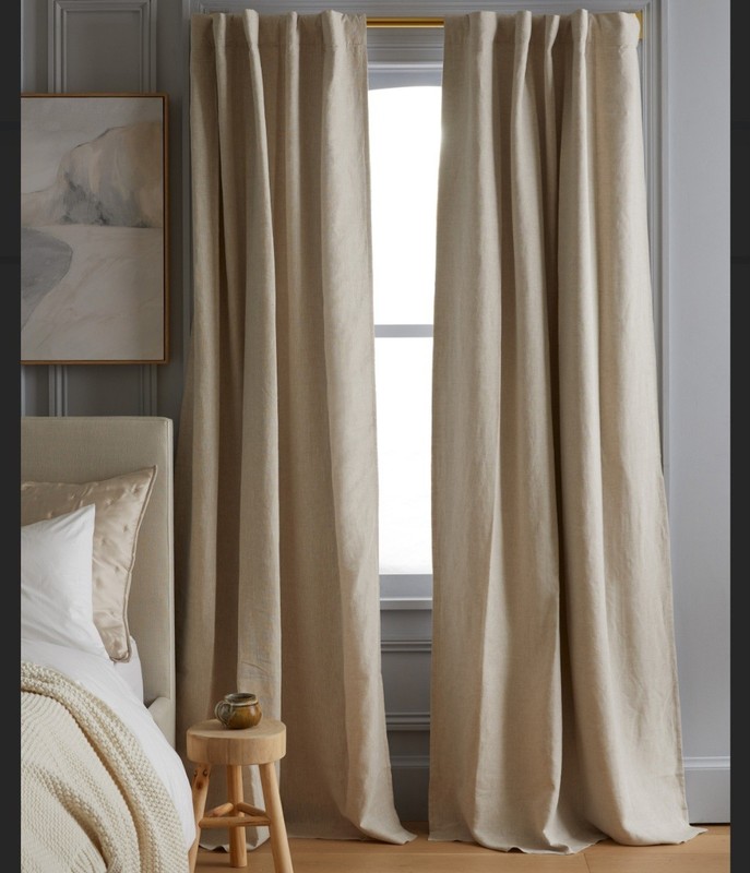Quince Beige Linen Curtain Panels 50 x 84 Rod Pocket Light Filtering