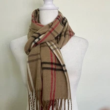 Cejon Scarf Made in Italy Brown Red Plaid Winter Accessories Tassel Hem