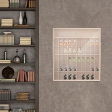 6 Tiers 50 Compartments Pine Wood Display Cabinet Modern Wall-mount Cabinet