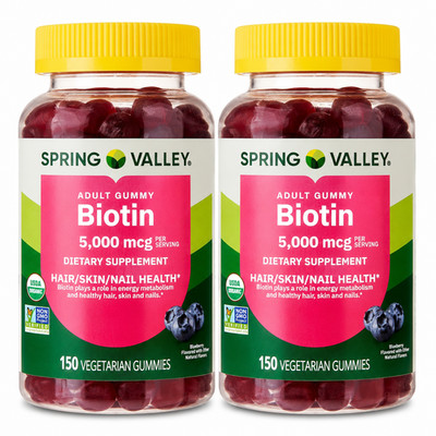 Spring Valley Organic Biotin Vegetarian Gummies 5000 mcg   2 Pack.
