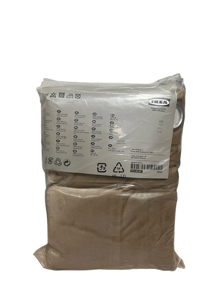 Ikea SANELA Velvet Curtain Room Darkening 2 Panels 1 Pair Light Brown 55" x 98" - Image 3 of 4