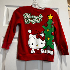 Sanrio Hello Kitty Girls Christmas Sweatshirt Merry  Bright Bling Size XS 4-5 