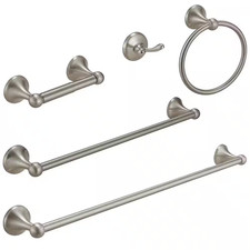 5-Piece Bath Hardware Set with Towel Bar Towel Hook Toilet Paper Holder and Towe