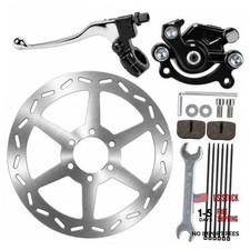BLACK Rear Brake Caliper and Mini Bike Brake Lever 180mm Disc Brake Rotor Black