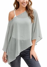 Chiffon Cape for Mesh Sheer Poncho Top Shoulder Sheer Shawl Lightweight Summe...