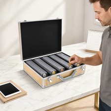 USA Gold Storage Display Box Aluminum Alloy Case Holds 100 Coin Holders Slabs