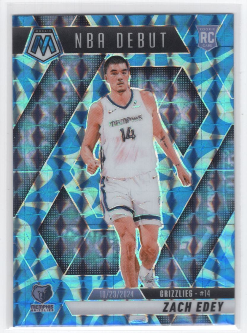 #251 2024-25 Panini Mosaic BLUE REACTIVE } Zach Edey RC Grizzlies